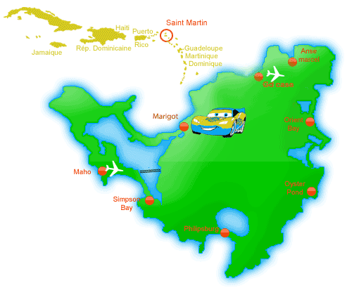 Carte de Saint Martin aux Antilles